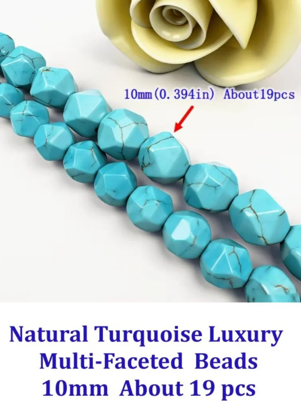 Natural Turquoise Luxury Multi-Faceted  Beads 10mm  About 19 pcs